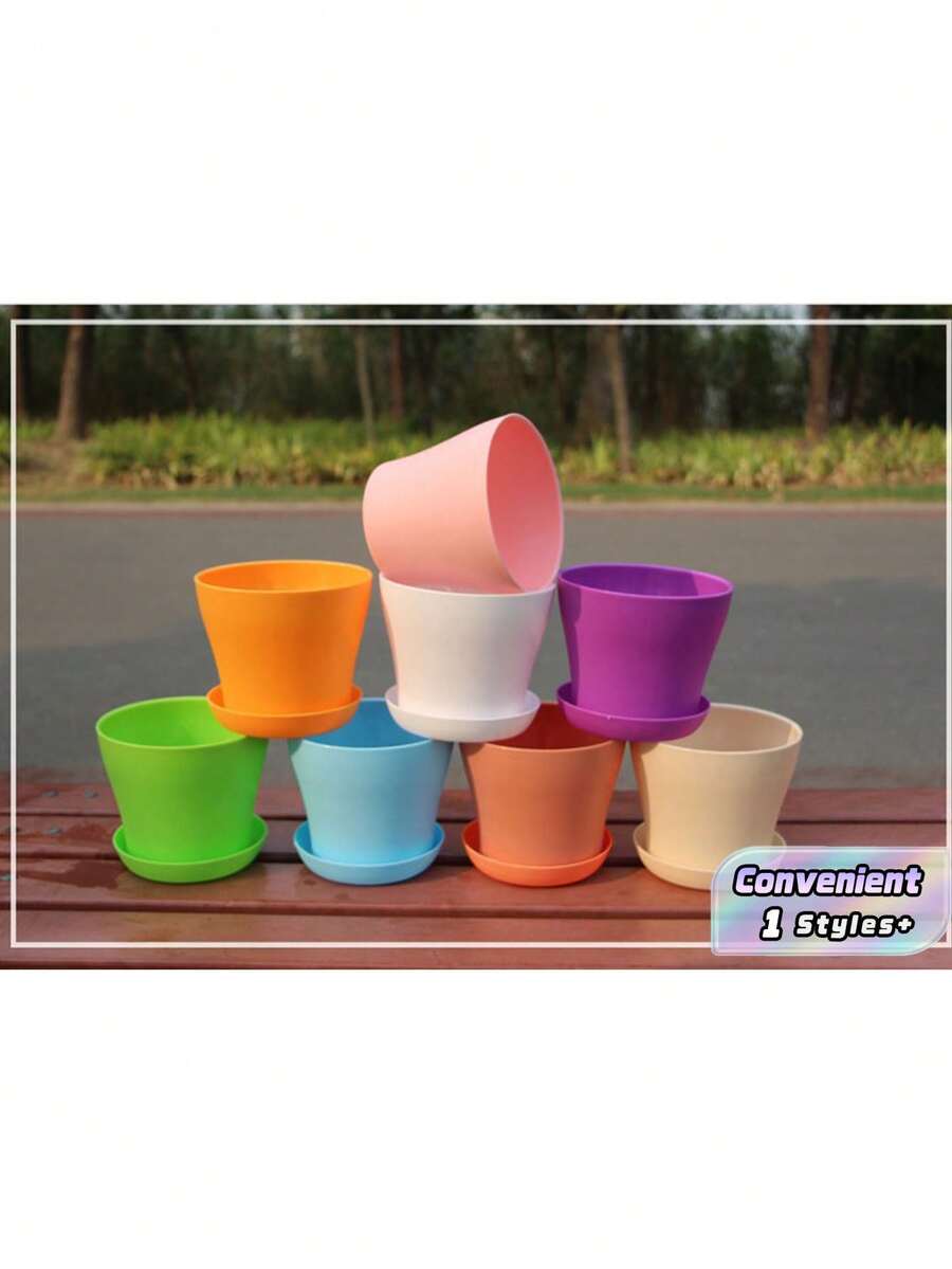 Open Flower Pot Resin Plastic Flower Pot Balcony Large Size Rose Pothos Potted Plant Flower Pot Succulent Flower Pot - 8Pcs multi-color - View 1