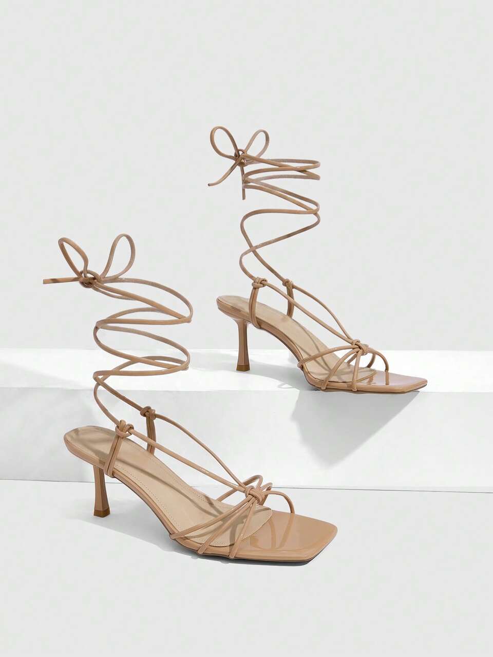 CUCCOO SZL Summer Women's Square Toe Stiletto Strap Temperament Elegant Fashion Sexy Apricot Women's Sandals Slingback Strap Sandals Women's Shoes Suitable For Part