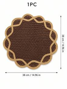 Haus Hana 1pc 38cm Round Or 45x30cm Rectangular Boho Woven Paper Placemat, Flower Petal Edge Table Mat With Natural Two-Tone Braided Design, Rustic Farmhouse Dining Decor For Kitchen, Dinner Table, Wedding, Party, Holiday And Daily Use - Multicolor - View 17