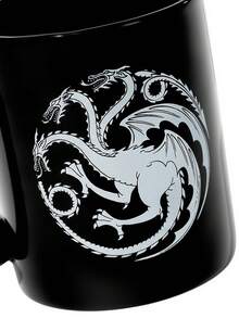 Game of Thrones X SHEIN 復古銀色圖案三頭龍黑色陶瓷杯 400ml 13.5 Fl Oz，個性化奇幻風馬克杯，成人書房辦公室禮品飲用器皿 - 黑色 - 查看 4