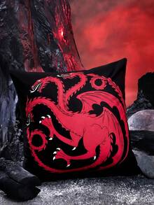 Game of Thrones X SHEIN 1個酷炫裝飾抱枕套（不含枕芯），尺寸45*45公分，柔軟舒適的毛絨布料，適用於家居裝飾、汽車、禮品等 - 彩色 - 查看 5