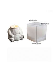 3D 毛衣熊收納盒矽膠模具，DIY 香氛蠟燭製作模具，聖誕家居裝飾手工模具 - 毛衣小熊收納盒 - 查看 4