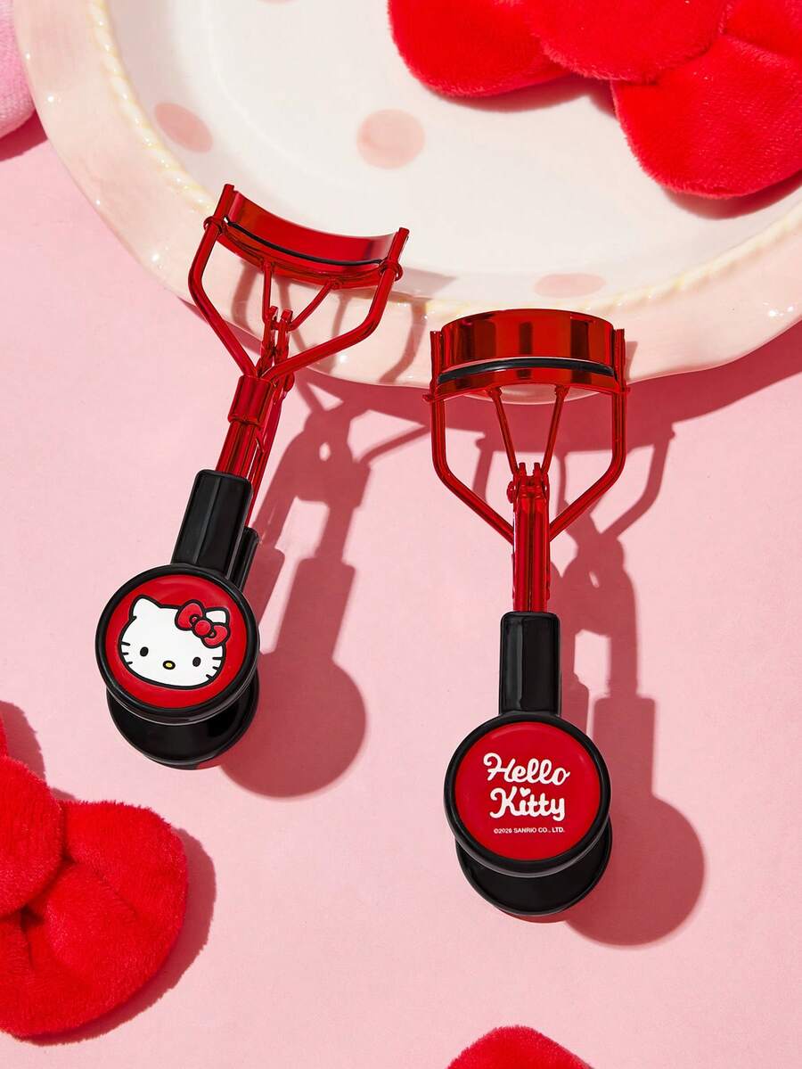 HELLO KITTY AND FRIENDS | SHEIN 紅黑深色小丑印花金屬睫毛夾,彈性框架配矽膠墊,打造自然捲翹睫毛,便攜式美妝工具,適合日常化妝與補妝 - 彩色 - 查看 1