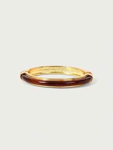 Glisma Gelang Fashion Wanita Emas Baru dari Resin Cokelat Perhiasan - Yellow Gold - View 2