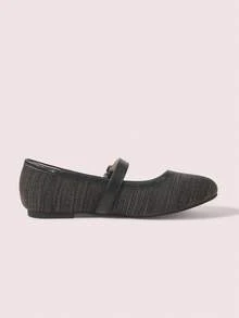 CUCCOO DOLLMOD French Linen Patchwork Mary Jane Shoes Round Toe Single Strap Daily Versatile Commute Flat Shoes For Women Fall Shoes - Black - View 5