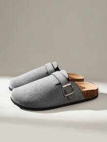 Solecia Women's Fashion Thick Sole Slippers, Round Toe With Square Buckle, Matching Shoes For Christmas - Grey - View 6