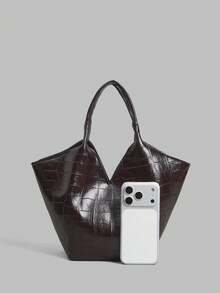 Ontre Women's Fashion Retro Brown Handbag, Exquisite Soft Stone Pattern PU Small Tote Bag, For Daily, Commuting, Shopping, Shopping Bags - coffee color - View 3