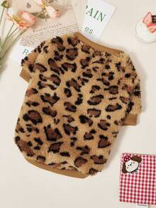 PETSIN 1 buah Kaos Sweatshirt Leher Bulat untuk Kucing dan Anjing, Motif Leopard Coklat Universal, Modis, Klasik, Lucu, Dua Sisi, Elastis, Lembut, Nyaman, Hangat - MultiWarna - View 1