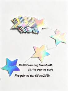 Double-Mirror Five-Pointed Star Patterned Hanging Decoration, Pendant, For Weddings, Parties, Festivals, Christmas Ribbons, Halloween Decorations And Arrangements. - various - View 12