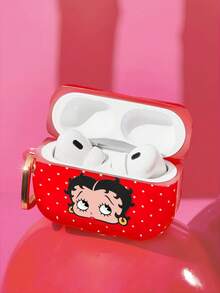 Betty Boop x SHEIN Funda de protección anti-caída con patrón de dibujos animados para auriculares Bluetooth con colgante, apta para iPod - Multicolor - Ver 2
