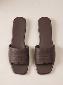 HighSole Women's Casual Versatile Slip-On Flat Shoes - Coffee Brown - View 1