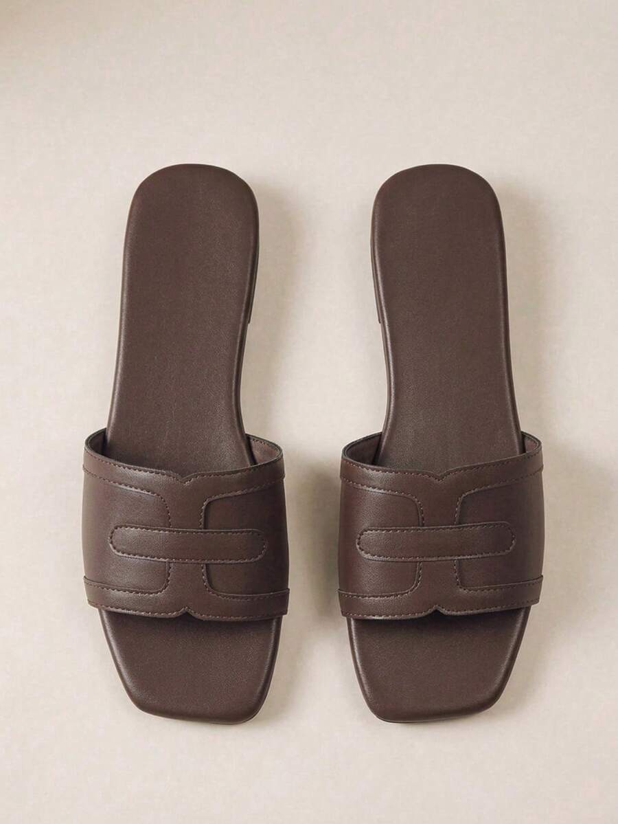HighSole Women's Casual Versatile Slip-On Flat Shoes - Coffee Brown - View 1