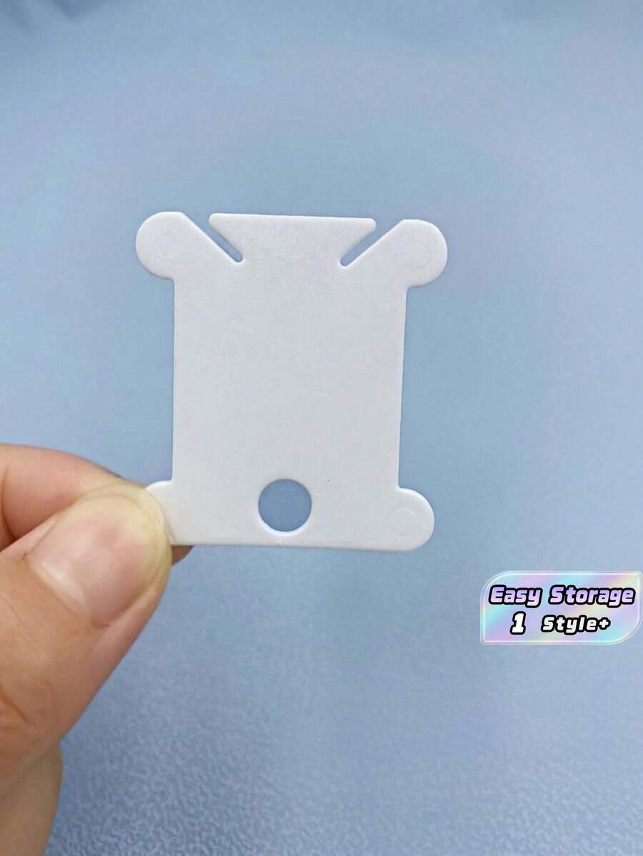 100 piezas Carretes de plástico blanco para hilos de bordado, bobinas para punto de cruz, organizador manual de hilos, enrollador DIY para manualidades y costura, accesorios para almacenamiento de hilos de bordado y punto de cruz, herramienta para manualidades - Blanco - Ver 1