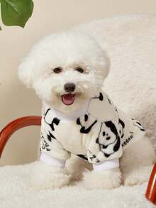 PETSIN 1pc Pet Cat Dog Universal Panda Pattern Printed Cute Double Sided Elastic Plush Comfortable Warm Dog Round Neck Sweatshirt - Multicolor - View 2