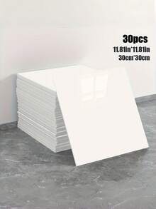 30/50Pcs Self Adhesive Wall Stickers Smooth Removable Oil Proof Waterproof Heat Resistant Tile Sticker For Kitchen Bathroom Renovation Wallpaper Decal 30x30Cm - pure white - View 2