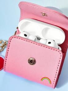 SHEIN X Care Bears Love Bear PU Earphone Storage Bag, With Love Pendant, Universal Model Is Suitable For A Variety Of Wireless Bluetooth Headphones, Student Commuting St - Pink - View 2