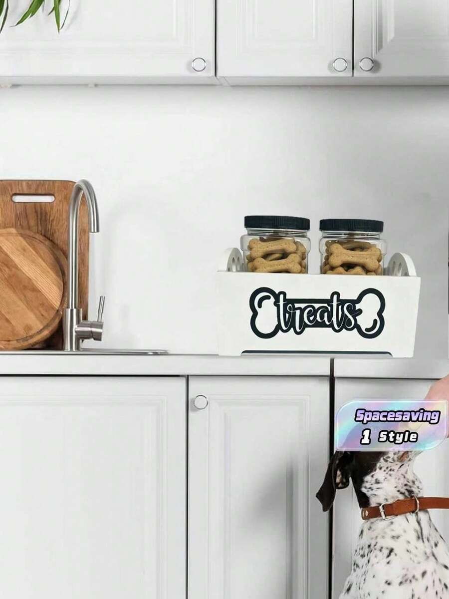 Wadah Penyimpanan - Organizer Kayu dengan 2 Toples Plastik - Desain untuk Penyimpanan Praktis (Toples mungkin memiliki sedikit goresan) - Beraneka warna - View 1
