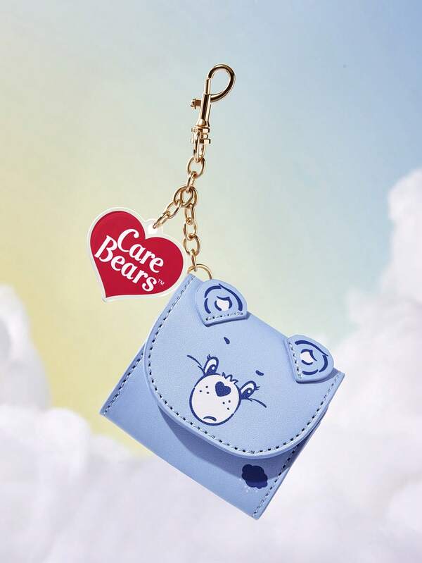 SHEIN X Care Bears Love Bear PU Earphone Storage Bag, With Love Pendant, Universal Model Is Suitable For A Variety Of Wireless Bluetooth Headphones, Student Commuting St
