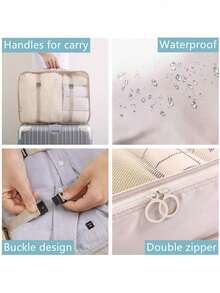 Found Favorite Set Tas Perjalanan 11 Buah, Set Koper, Tas Penyimpanan, Tas Klasifikasi Pakaian dan Sepatu, Perlengkapan Perjalanan Portabel, Ransel Perjalanan, Tas Perjalanan - Krem - View 3