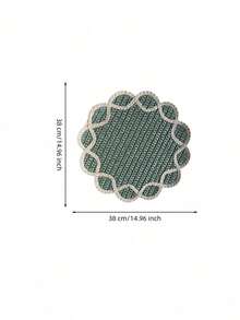 Haus Hana 1pc 38cm Round Or 45x30cm Rectangular Boho Woven Paper Placemat, Flower Petal Edge Table Mat With Natural Two-Tone Braided Design, Rustic Farmhouse Dining Decor For Kitchen, Dinner Table, Wedding, Party, Holiday And Daily Use - Multicolor - View 15
