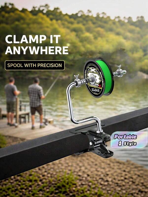 Bobinador portátil de línea de pesca, estación de bobinado ajustable para carretes de spinning y baitcasting, se adapta a múltiples tamaños de carrete, equipo de pesca esencial anti-enredos