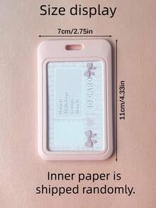 1pc Pink Card Cover With Heart Design Buckle, Creative Multi-Purpose Card Holder For Student Back To School - Pink - View 2