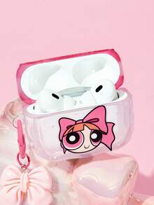 THE POWERPUFF GIRLS X SHEIN 卡通圖案防摔保護藍牙耳機保護套附吊飾，適用於 iPod - 彩色 - 查看 2