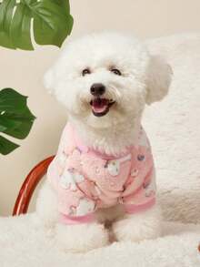 PETSIN 1 áo nỉ cổ tròn cho chó mèo thú cưng, họa tiết kỳ lân hồng in, dễ thương, lông xù co giãn hai mặt, thoải mái ấm áp - Nhiều màu - Xem 4