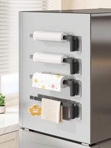 1Pc Sink Rag Holder, Punch‑Free Wall‑Mounted Kitchen Storage Rack, Towel Bar Paper Towel & Plastic Wrap Organizer - Multicolor - View 8