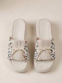 HighSole 女士露趾平底凉鞋，轻便透气，适合日常穿着 - 米白色 - 查看 9