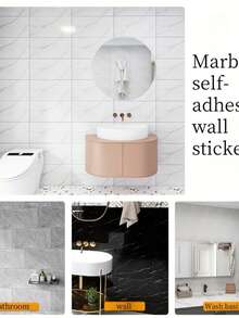 30/50Pcs Self Adhesive Wall Stickers Smooth Removable Oil Proof Waterproof Heat Resistant Tile Sticker For Kitchen Bathroom Renovation Wallpaper Decal 30x30Cm - pure white - View 8