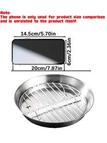 1pc Stainless Steel Round Baking Pan With Oil Drain Rack, Air Fryer Compatible Grease Strainer Tray For Grilling Roasting Food - multicolor - View 3