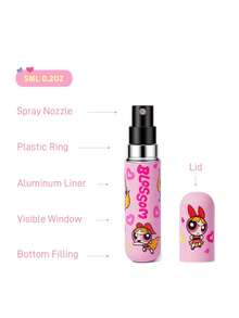 THE POWERPUFF GIRLS X SHEIN 5ml/0.2oz 可重複填充噴霧瓶，可愛卡通糖果色，附自動底部注壓泵，可重複使用香水瓶，迷你便攜化妝品瓶，透明視窗，友誼、愛心、星星、PPG、花朵、Babbles、Buttercup、Y2K風格 - 彩色 - 查看 3