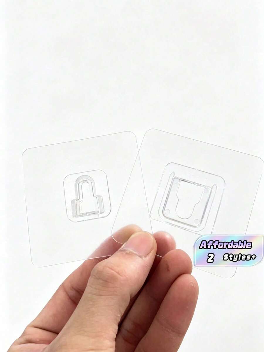 Double Sided Adhesive Wall Hook, Wall Mounted Buckle Hook, Waterproof Transparent Storage Fixing Hook, Buckle Hook For Kitchen Bathroom Toilet, Household Socket Fixer - Multicolor - View 1