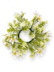 Haus Hana Artificial Daisy Candle Ring Wreath Decor, White Floral Table Centerpiece Ornament For Wedding Banquet Dinner Table Arrangement, Faux Flower Candle Holder Garland Home Desktop Party Layout Prop Reusable Tabletop Decor - Multicolor - View 18