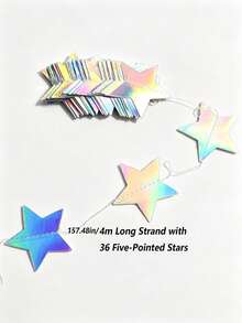 Double-Mirror Five-Pointed Star Patterned Hanging Decoration, Pendant, For Weddings, Parties, Festivals, Christmas Ribbons, Halloween Decorations And Arrangements. - various - View 16