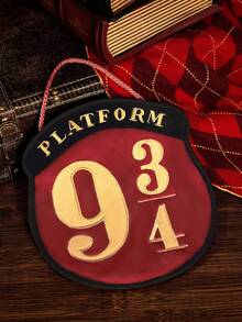 HARRY POTTER X SHEIN Hogwarts Express Embroidered Digit & Letter Pattern Hand Towel, Gifts - Red Black - View 5