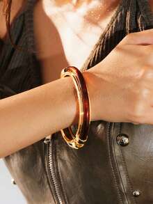 Glisma Gelang Fashion Wanita Emas Baru dari Resin Cokelat Perhiasan - Yellow Gold - View 1