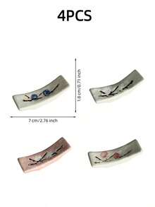 Haus Hana 4pcs Japanese Style Ceramic Chopstick Rest, Hand-Painted Plum Blossom Cutlery Holder, Rectangular Chopstick Pillow For Spoon, Fork, Dining Table, Home, Restaurant, Tea Ceremony & Gift - View 11