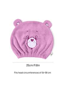 SHEIN X Care Bears 1Pc Cute Cartoon Embroidered Dry Hair Cap, Super Absorbent Dry Hair Cap, Suitable For Various Hair Qualities And Quantities, Water Absorption And Easy Drying - Pink - View 3