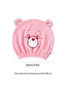 SHEIN X Care Bears 1Pc Cute Cartoon Embroidered Dry Hair Cap, Super Absorbent Dry Hair Cap, Suitable For Various Hair Qualities And Quantities, Water Absorption And Easy Drying - Light powder - View 3
