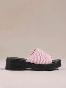 HighSole 女士时尚厚底坡跟凉鞋，适合日常穿着 - 淡紫色 - 查看 2