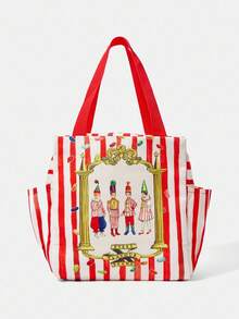 HARRY POTTER X SHEIN Striped & Cartoon Thermal Lunch Bag, Portable For Outdoor, Protect Delicious Meals, Practical & Fashionable, Suitable For Back To School & Vacation - Red - View 2