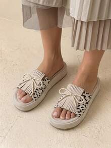 HighSole 女士露趾平底凉鞋，轻便透气，适合日常穿着 - 米白色 - 查看 4
