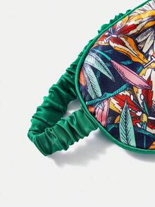 Frida Kahlo X SHEIN Letter & Plant Floral Pattern Printed Eye Mask,Gifts - Green - View 4