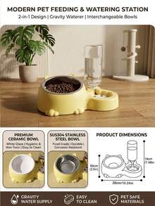 PETSIN Cat Bowl 2-In-1 Double Bowl Automatic Drinking Water, Cat Food, Dog Food Basin, Pet Universal Food Basin, Neck Protection, Anti Knock Feeding Device,Multiple Colors Available - 500ml - View 3