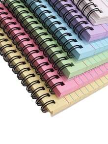 3/5/10Pcs Simple Lined Spiral Notebook Set, Tearable Binding Journal With Colorful Inner Pages, Random Color Stationery Notebooks For Office Daily Diary Back To School Supplies - multicolor - View 12