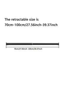 Round Tube Clothes Hanging Rod, Closet Fixed Flange Base, Wardrobe Bracket, Stainless Steel Curtain Rod, Towel Rack Accessories - Black - View 8