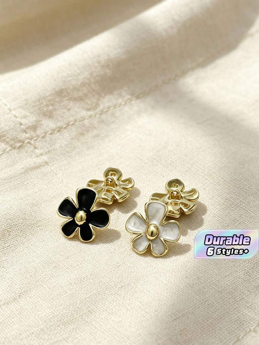 Pack 10 Pcs High‑End Irregular Flower Shaped Metal Buttons Decorative Fasteners For Mink Coats Suits Blazers Outerwear Versatile Floral Clothing Sewing Accessories - 10pcs - View 1