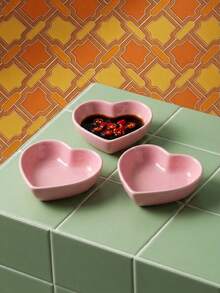 Joivida 1pc Porcelain Sauce Dish, Modern Heart Shaped Sauce Dish For KitchenSchool Supplies,Back To School - Pink - View 2